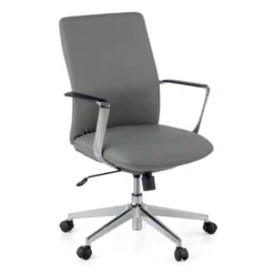 Poltrona da Ufficio Belfast con schienale basso, braccioli alluminio, ecopelle