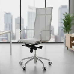 Poltrona da ufficio design Brenton in rete, schienale alto