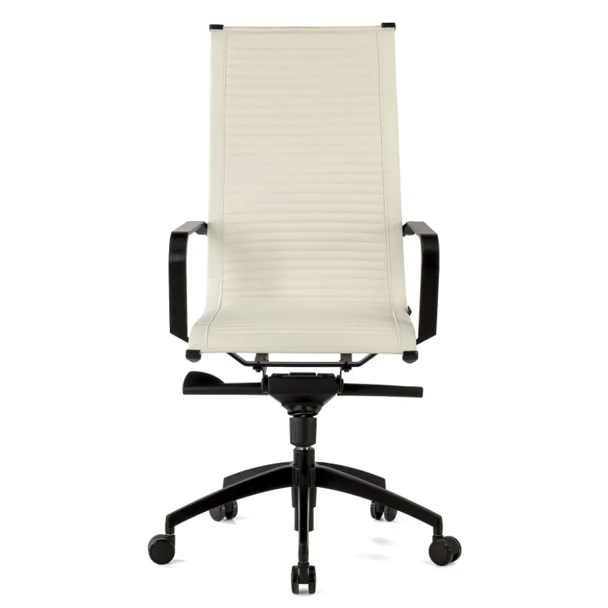 Poltrona da ufficio design Brenton, schienale alto, struttura nera, ecopelle