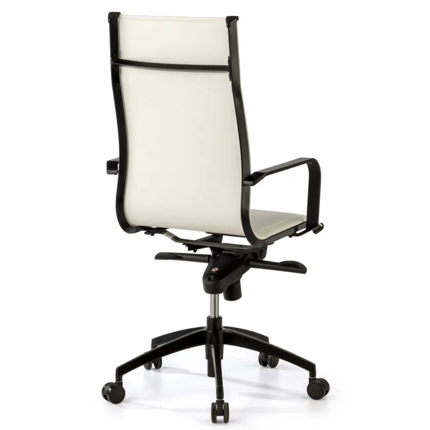 Poltrona da ufficio design Brenton, schienale alto, struttura nera, ecopelle