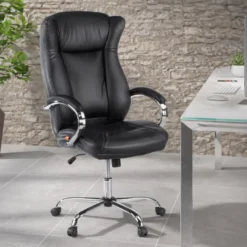 Poltrona Scrivania Lugano, design elegante, base metallica