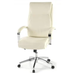 Poltrona Ufficio Counter, resistente fino a 150 kg, acciaio e pelle
