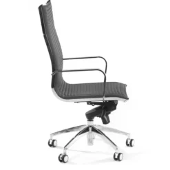 Poltrona ufficio design Brenton, telaio in acciaio, schienale alto