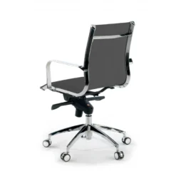 Poltrona ufficio design Brenton, telaio in acciaio, schienale basso