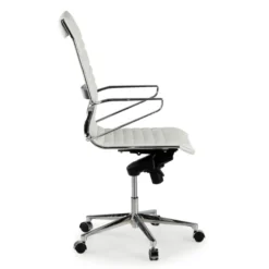 Poltrona Ufficio design Cagliari, schienale alto, pelle naturale