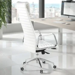 Poltrona ufficio design Tower, poggiatesta, pelle