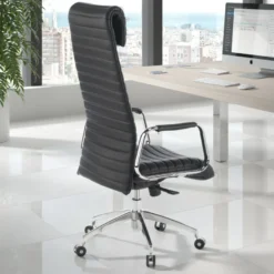 Poltrona ufficio design Tower, poggiatesta, pelle