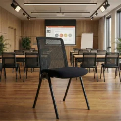 Sedia da conferenza Dora con schienale in rete, impilabile