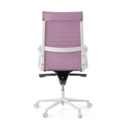 Sedia da ufficio design Cagliari, struttura bianca, schienale alto, ecopelle