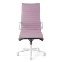 Sedia da ufficio design Cagliari, struttura bianca, schienale alto, ecopelle