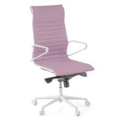 Sedia da ufficio design Cagliari, struttura bianca, schienale alto, ecopelle