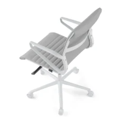 Sedia da ufficio Design Cagliari, struttura bianca, schienale basso, ecopelle