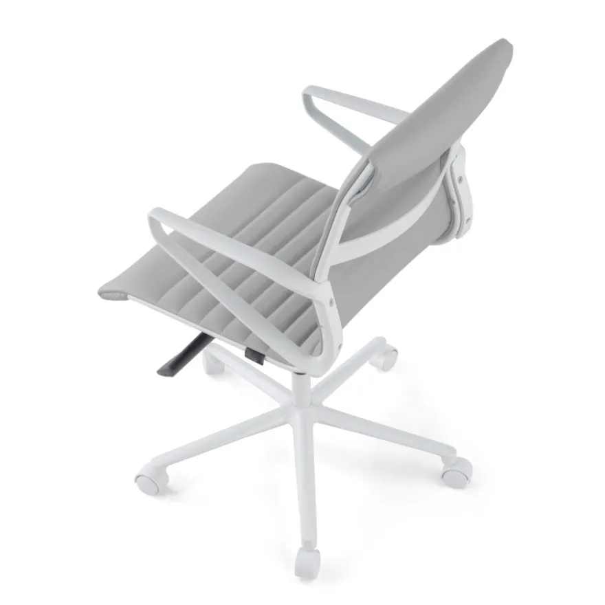 Sedia da ufficio Design Cagliari, struttura bianca, schienale basso, ecopelle