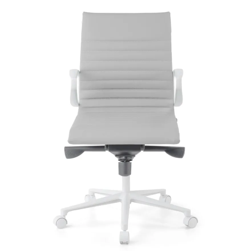 Sedia da ufficio Design Cagliari, struttura bianca, schienale basso, ecopelle