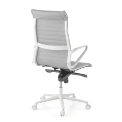 Sedia da ufficio design Cagliari, struttura bianca, schienale alto, ecopelle