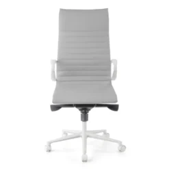 Sedia da ufficio design Cagliari, struttura bianca, schienale alto, ecopelle