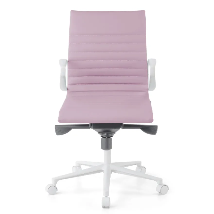 Sedia da ufficio Design Cagliari, struttura bianca, schienale basso, ecopelle