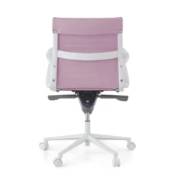 Sedia da ufficio Design Cagliari, struttura bianca, schienale basso, ecopelle