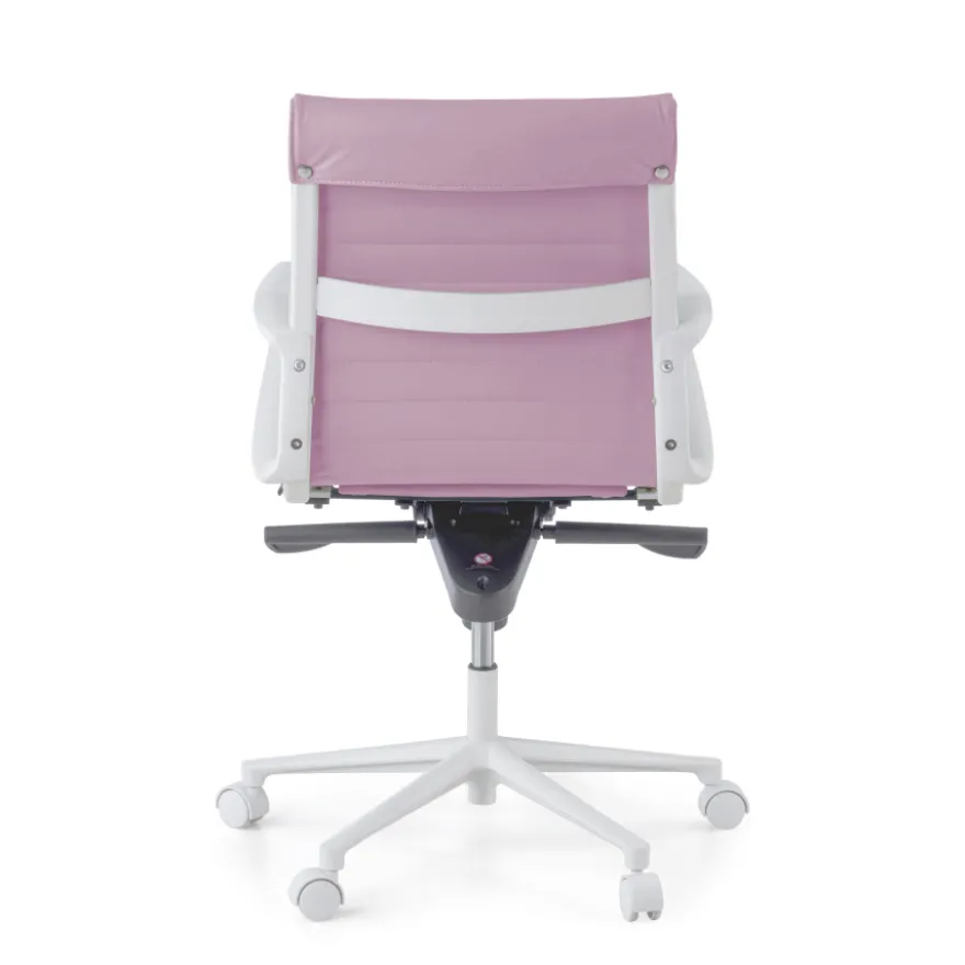 Sedia da ufficio Design Cagliari, struttura bianca, schienale basso, ecopelle