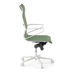 Sedia da ufficio design Cagliari, struttura bianca, schienale alto, ecopelle