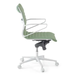 Sedia da ufficio Design Cagliari, struttura bianca, schienale basso, ecopelle