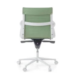 Sedia da ufficio Design Cagliari, struttura bianca, schienale basso, ecopelle