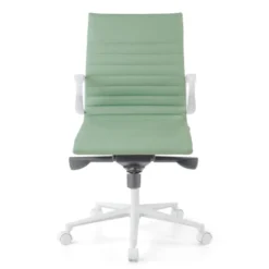 Sedia da ufficio Design Cagliari, struttura bianca, schienale basso, ecopelle
