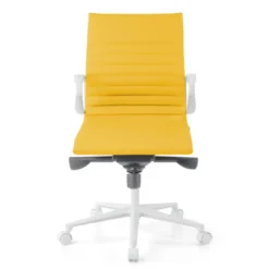 Sedia da ufficio Design Cagliari, struttura bianca, schienale basso, ecopelle