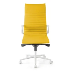 Sedia da ufficio design Cagliari, struttura bianca, schienale alto, ecopelle