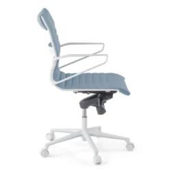 Sedia da ufficio Design Cagliari, struttura bianca, schienale basso, ecopelle
