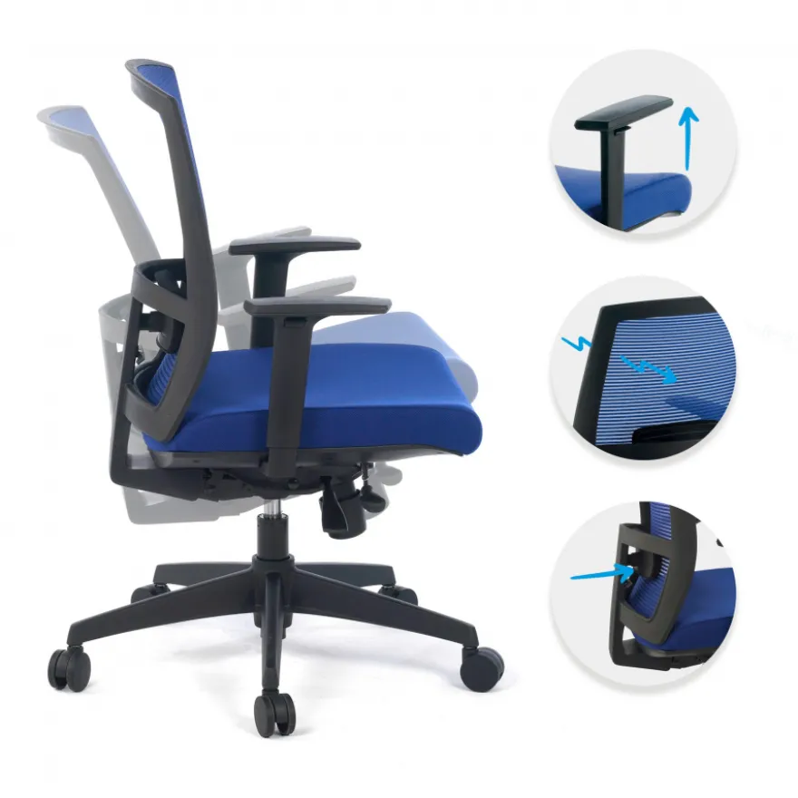 Sedia da ufficio ergonomica Akira, meccanismo syncro