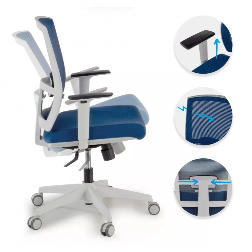 Sedia da ufficio ergonomica Akira white, meccanismo syncro