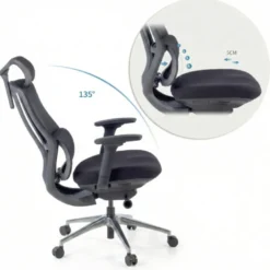 Sedia Ergonomica con poggiatesta AeroFlow black, certificata