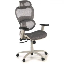Sedia Ergonomica Ergocity white cuscino lombare, braccioli 3D