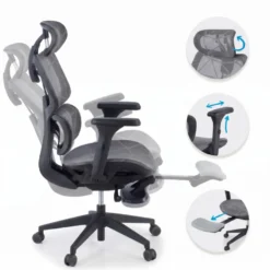 Sedia ergonomica Every, con poggiapiedi estraibile, rete