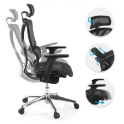 Sedia Ergonomica Focus, Struttura in alluminio, Schienale Regolabile