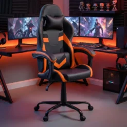 Sedia gamer Mist con braccioli ribaltabili, cuscino cervicale e lombare