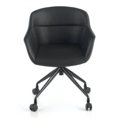 Sedia Girevole Ores, con ruote, Design Moderno, Pelle