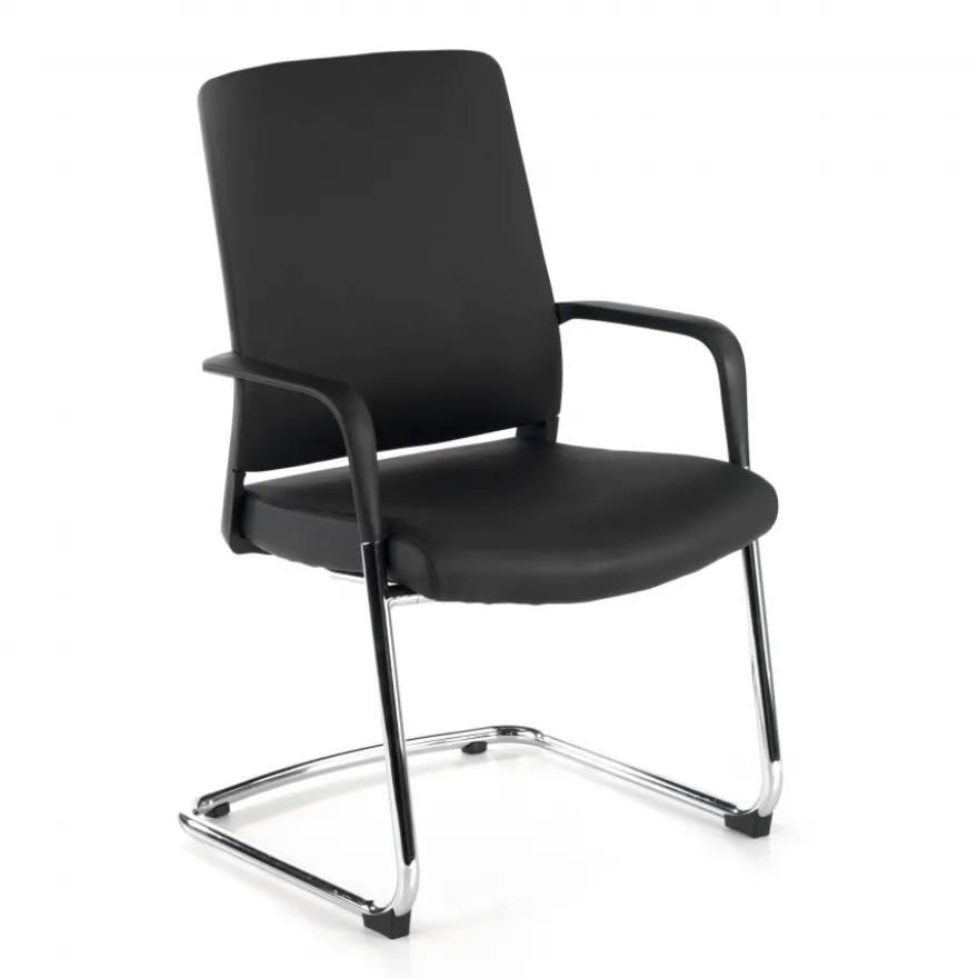 Sedia Ospiti Ufficio Bali, schienale ergonomico similpelle