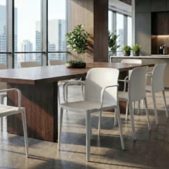 Sedia ristorante con braccioli Loop, seduta ampia