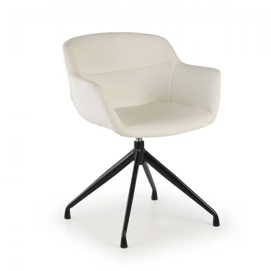 Sedia Riunione Ores, base piramidale, ottime finiture, ecopelle