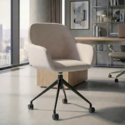 Sedia riunioni con ruote Greta, base in alluminio