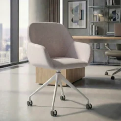 Sedia riunioni con ruote Greta, base in alluminio