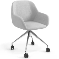 Sedia riunioni con ruote Greta, base in alluminio