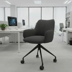 Sedia riunioni con ruote Nora, base in alluminio