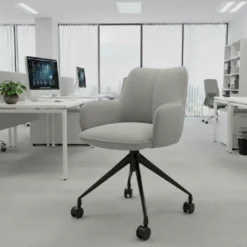 Sedia riunioni con ruote Nora, base in alluminio