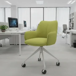 Sedia riunioni con ruote Nora, base in alluminio