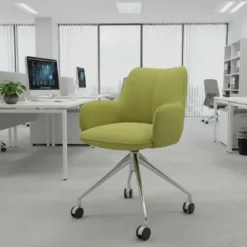Sedia riunioni con ruote Nora, base in alluminio