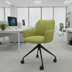 Sedia riunioni con ruote Nora, base in alluminio