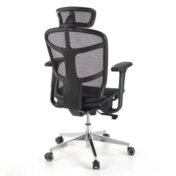 Sedia Smart Working Dover, poggiatesta, base alluminio, 8 ore